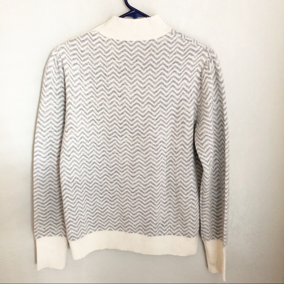 J. CREW mock neck button herringbone alpaca blend sweater S - Picture 3 of 11